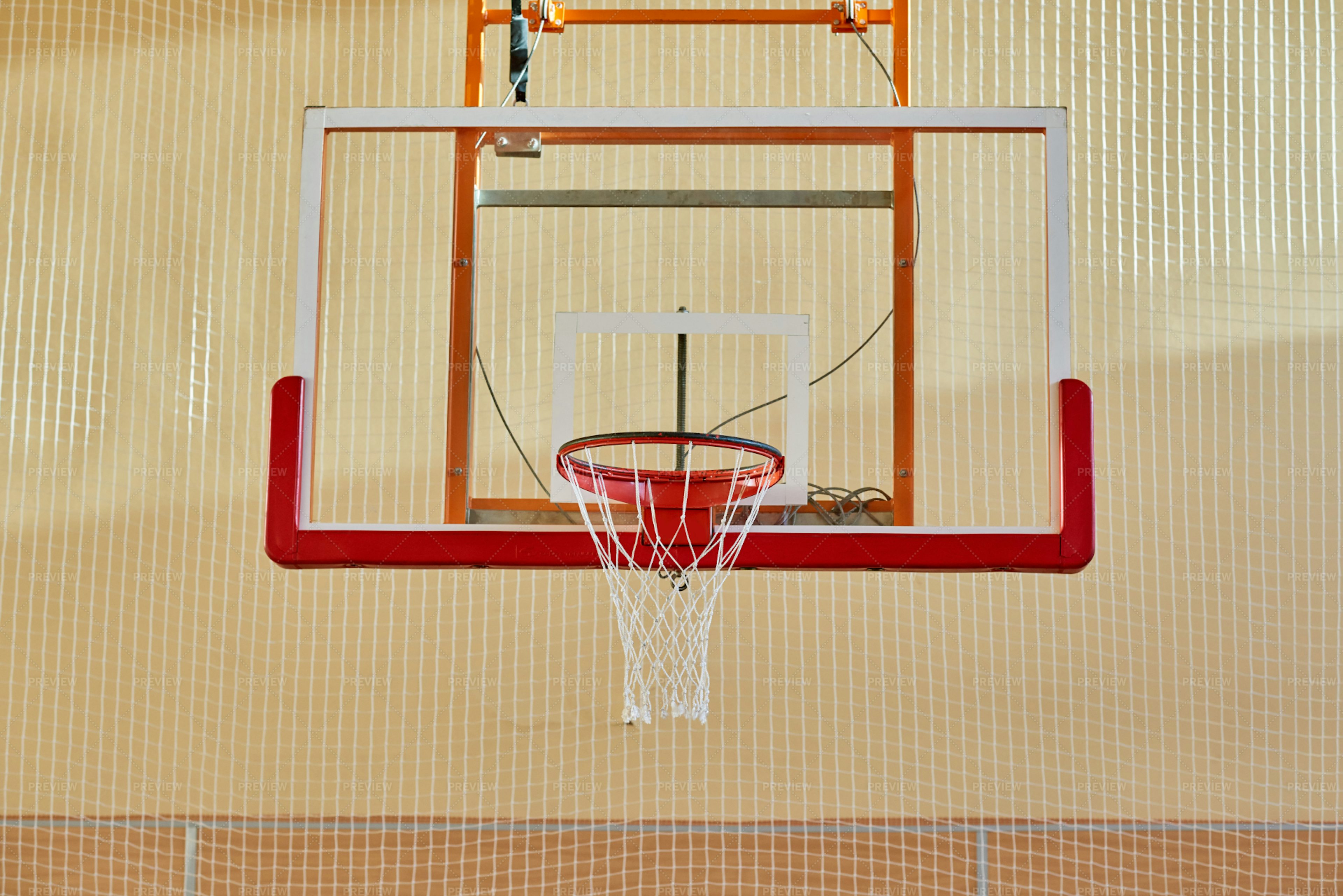 Basketball Backboard In Gym - Stock Photos | Motion Array