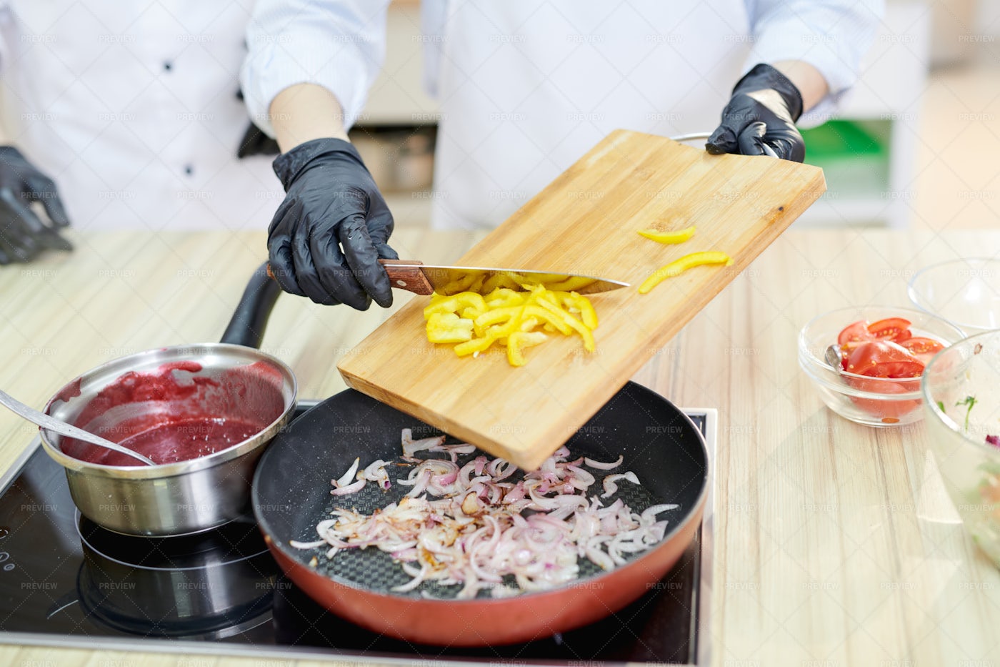 Chef Cooking Vegetables: Stock Photos