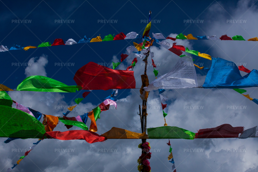 Many Tibetan Prayer Flags - Stock Photos | Motion Array