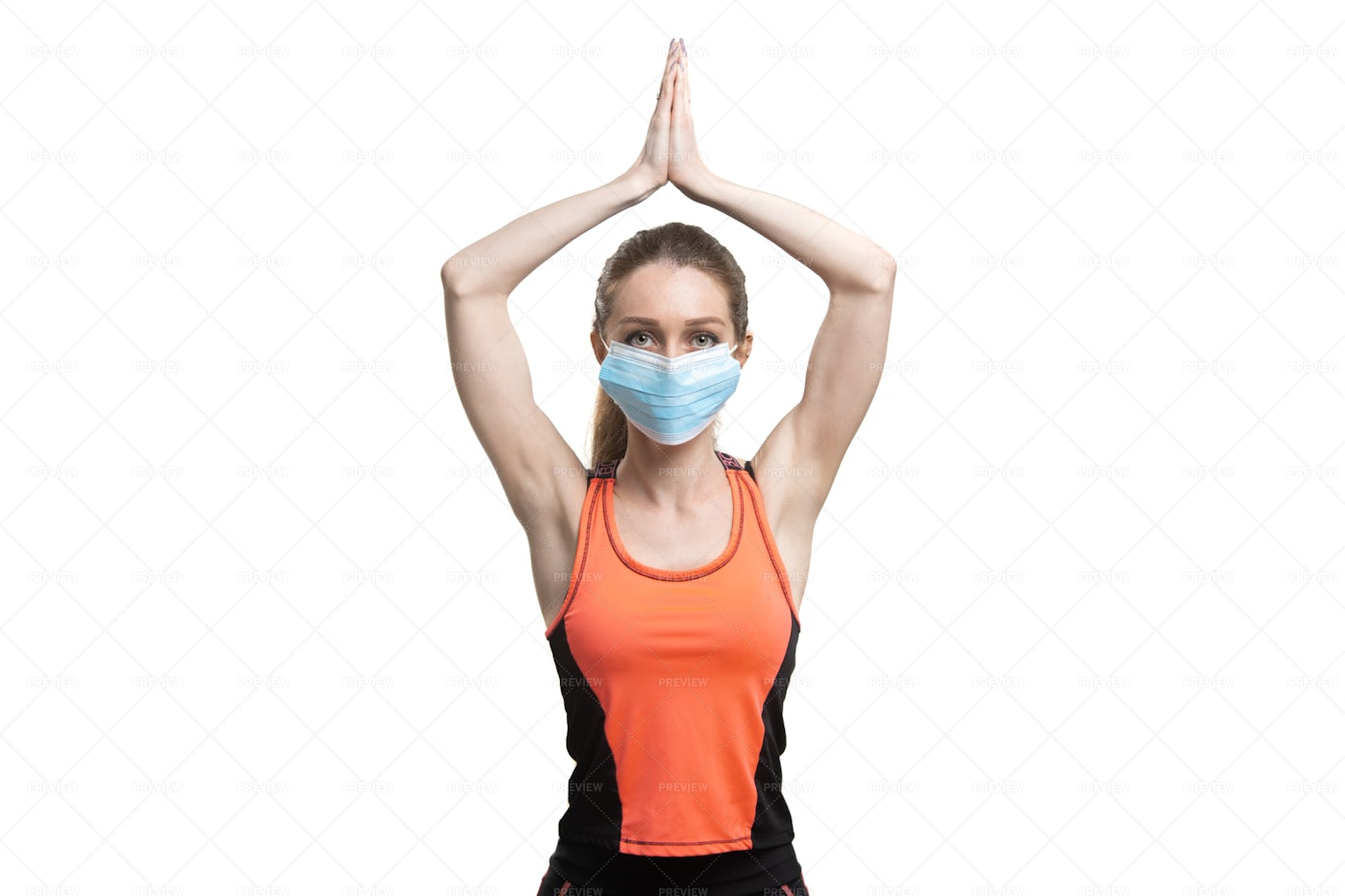 Practicing Yoga During Pandemic: Stock Photos
