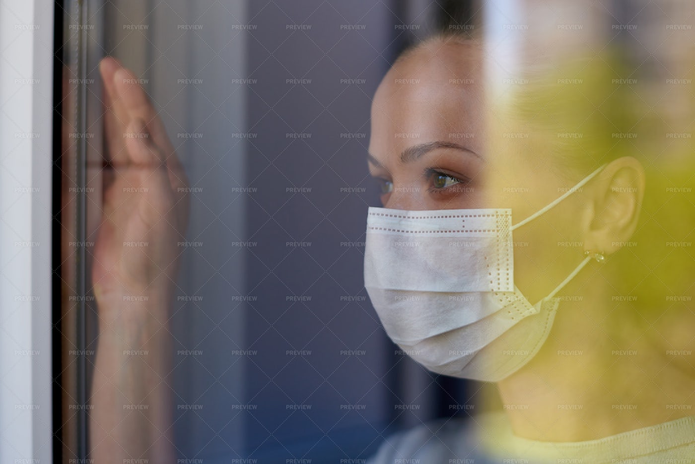 Masked Woman In Quarantine: Stock Photos