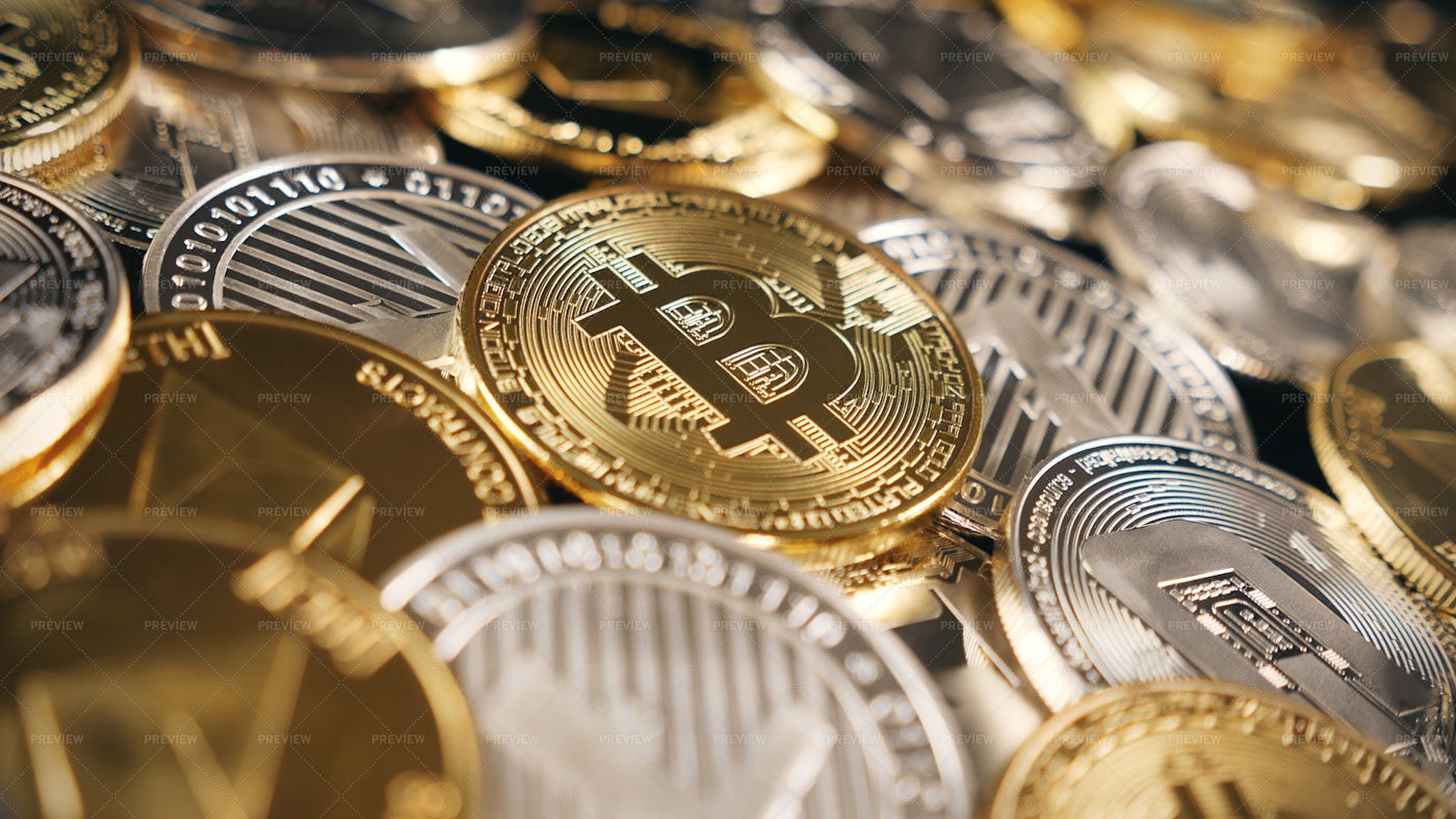 Cryptocurrency Coin Close-Up: Stock Photos