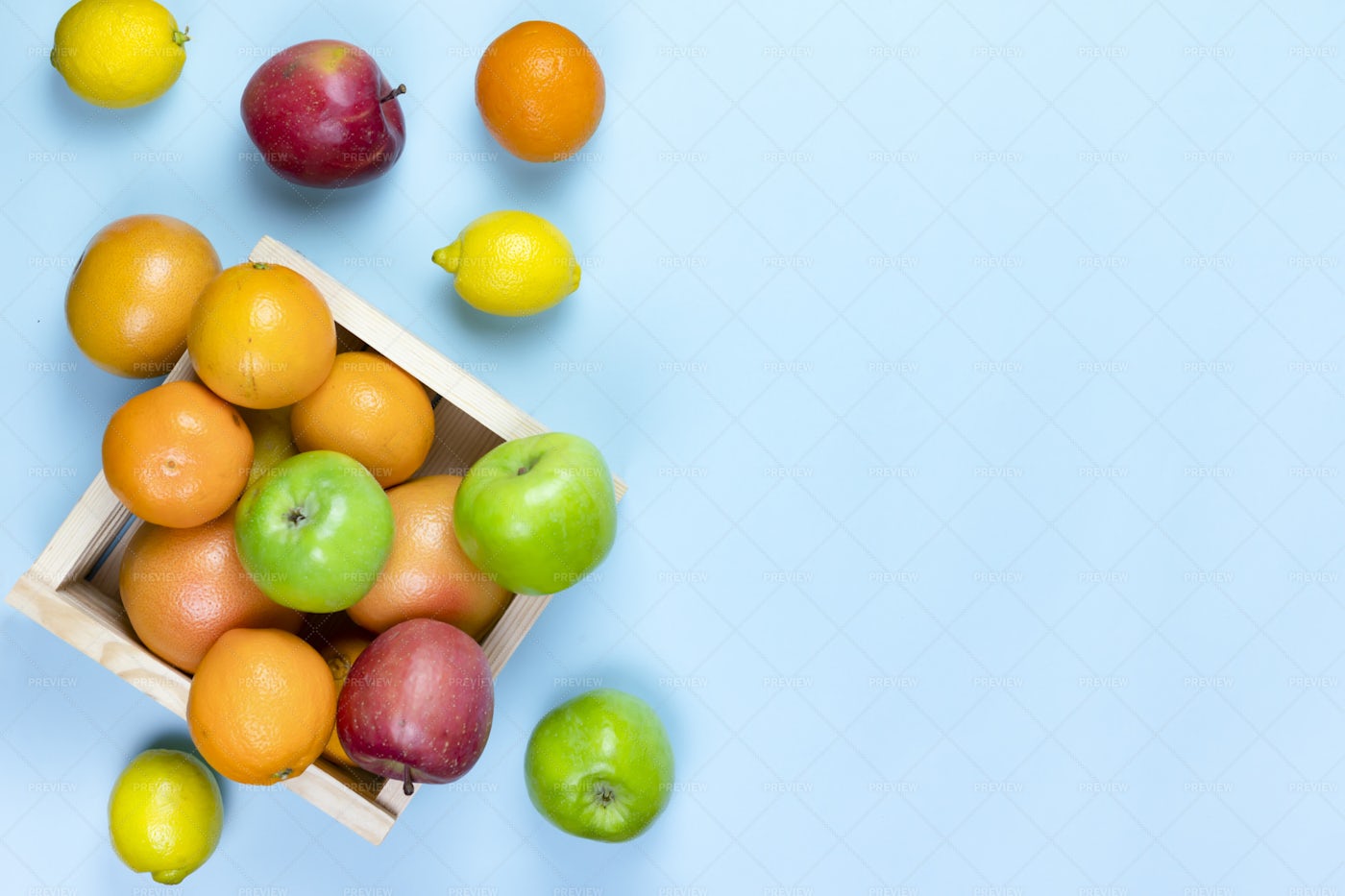 Fruits In Wooden Box: Stock Photos