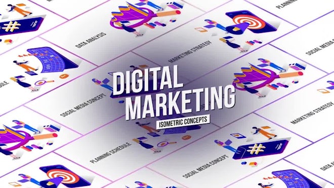 Marketing Strategy - Isometric Concept Freebies template preview