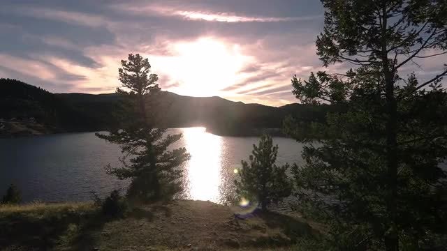 Lake Sunset Fly Through : Stock Video