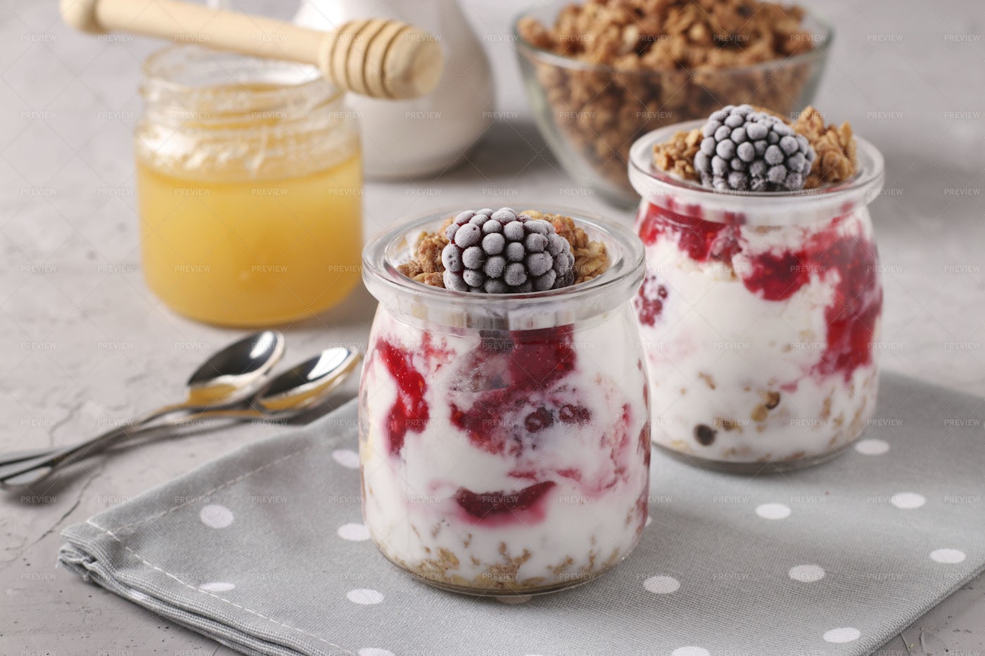 Honey Muesli With Berries: Stock Photos