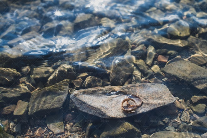 Wedding Rings In The Sea - Stock Photos | Motion Array