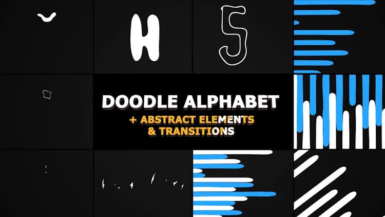 Doodle Alphabet And Transitions: Stock Motion Graphics