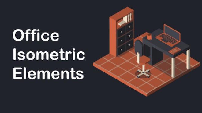 Office Isometric Elements Freebies template preview
