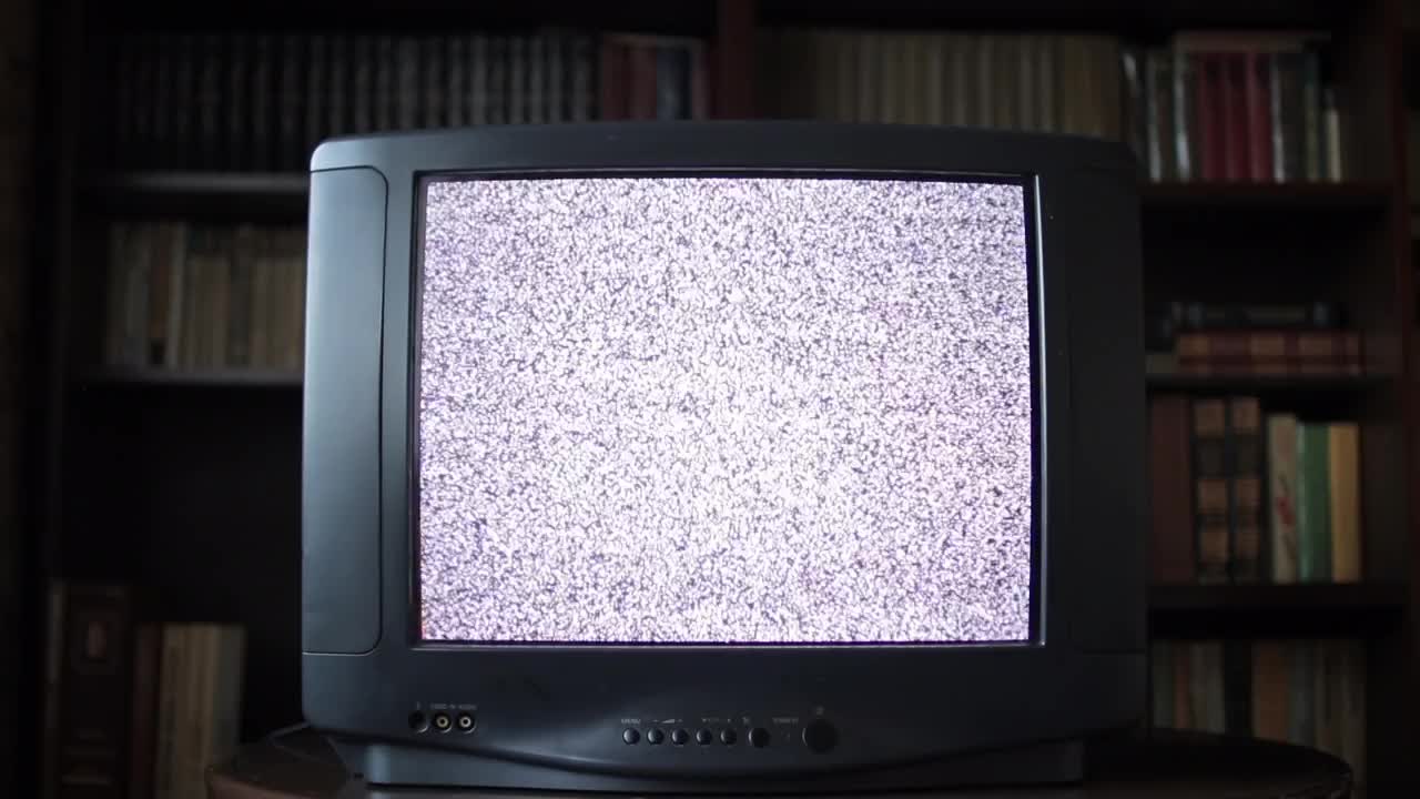 Analog Television With Static Screen Stock Video Motion Array
