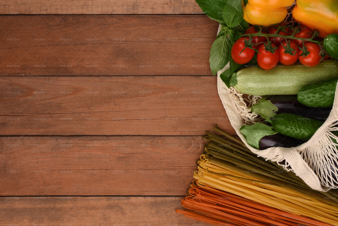 Mesh Bag With Food: Stock Photos