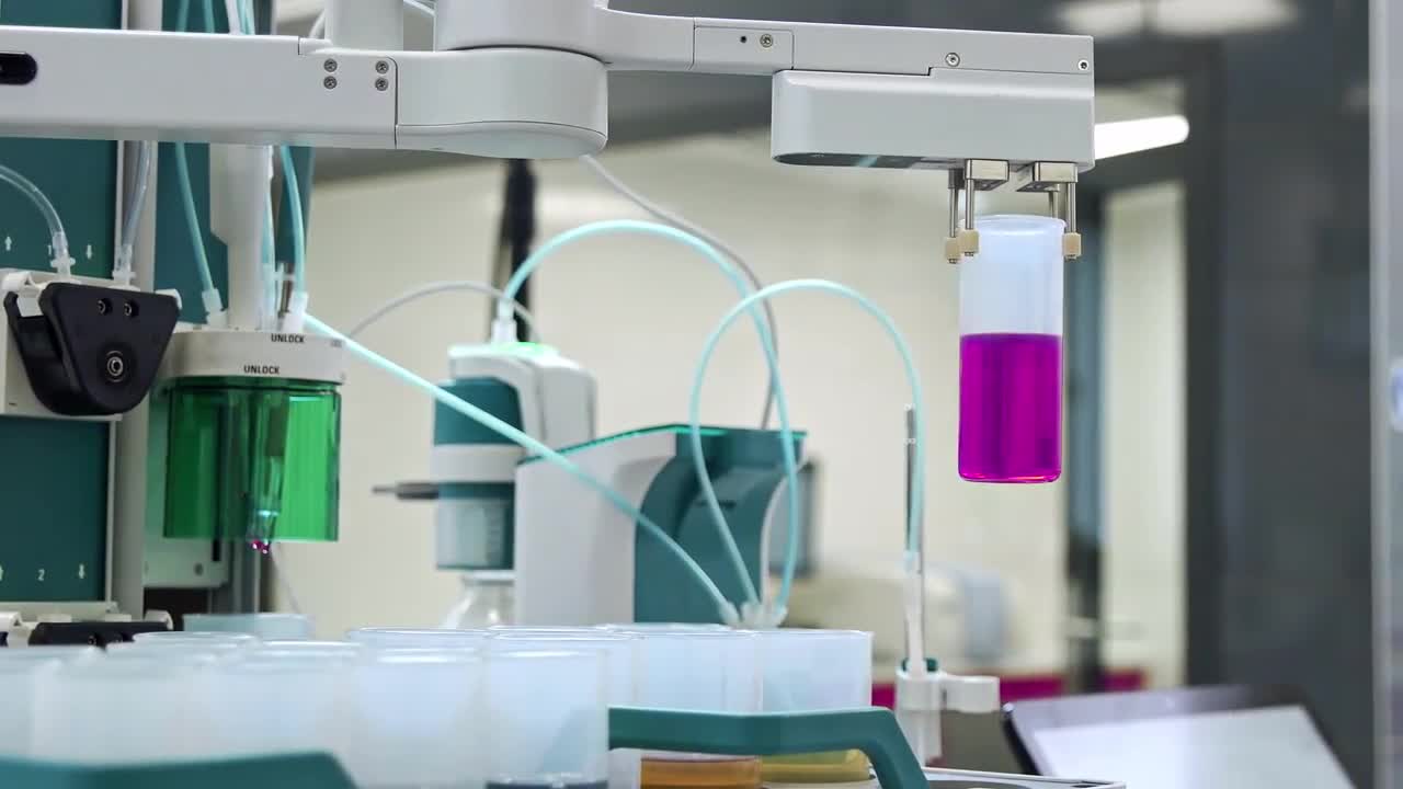 Automated Fluid Research Laboratory Stock Video Motion Array