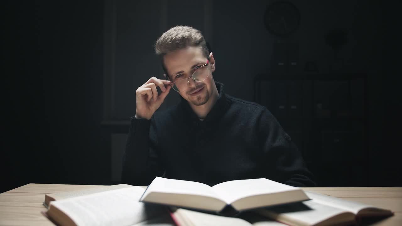 Studious Male Portrait - Stock Video | Motion Array