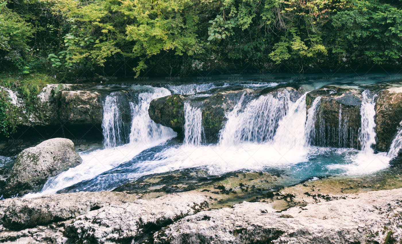 Waterfall Inside The Canyon: Stock Photos