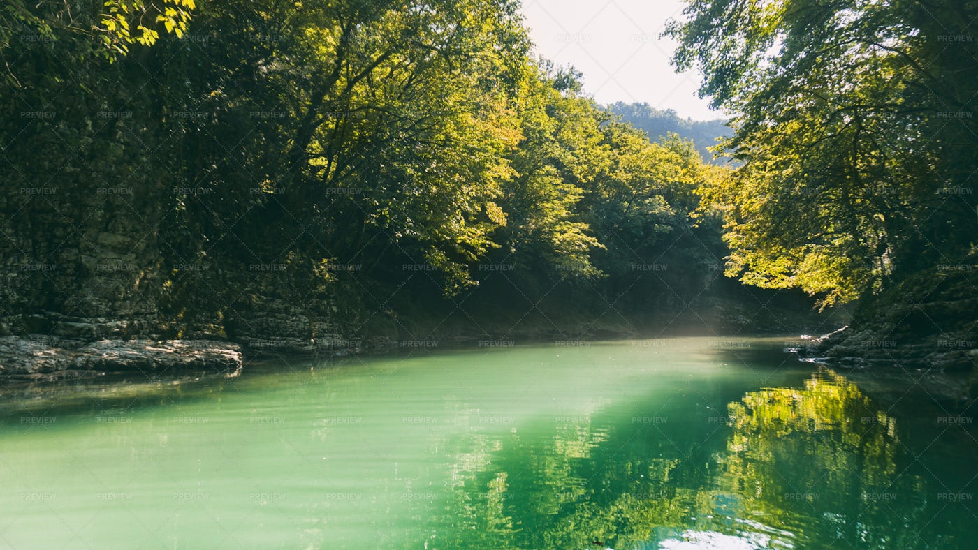 Green River And Sun: Stock Photos