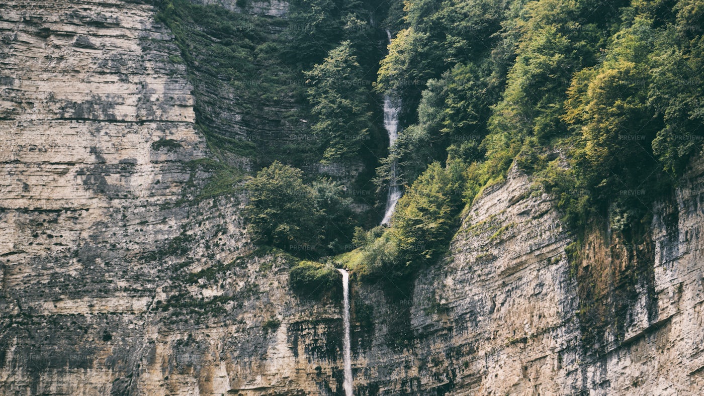 Waterfall In The Rock: Stock Photos