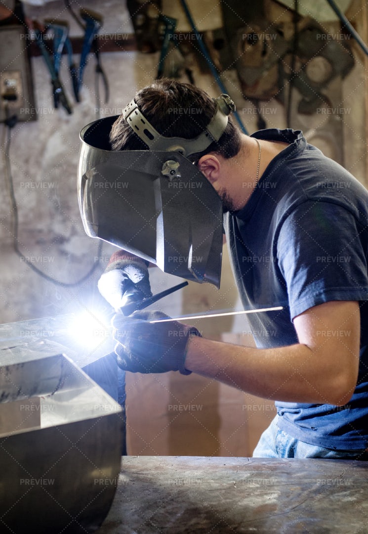 Welding In A Metal Workshop: Stock Photos