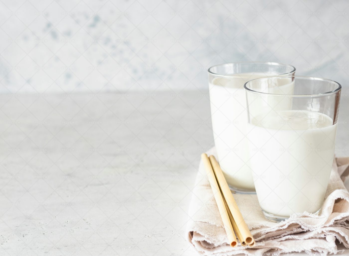 Homemade Kefir In Glasses: Stock Photos