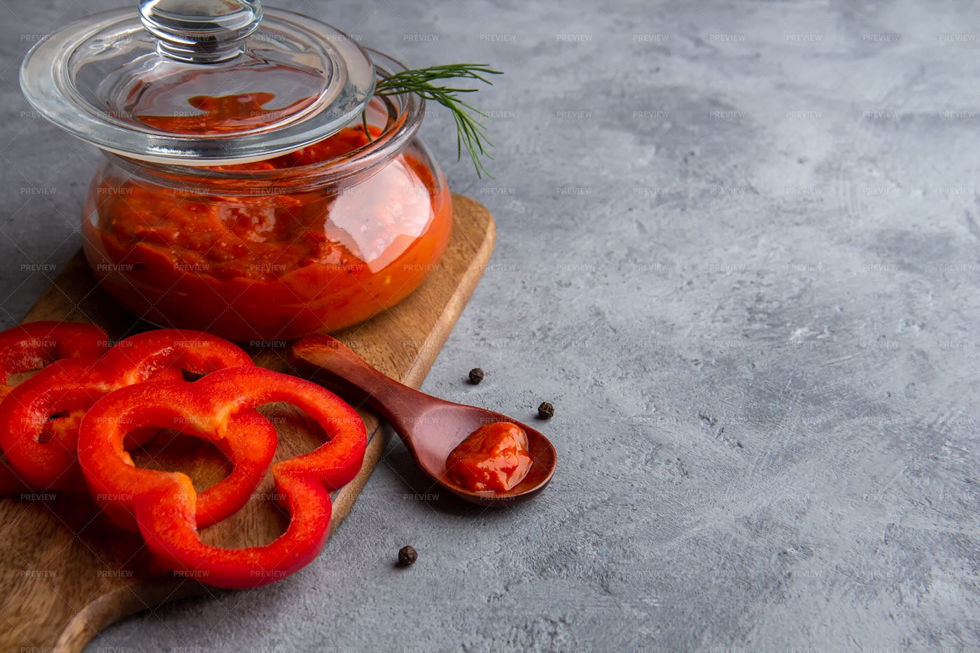 Glass Jar Of Ajvar: Stock Photos