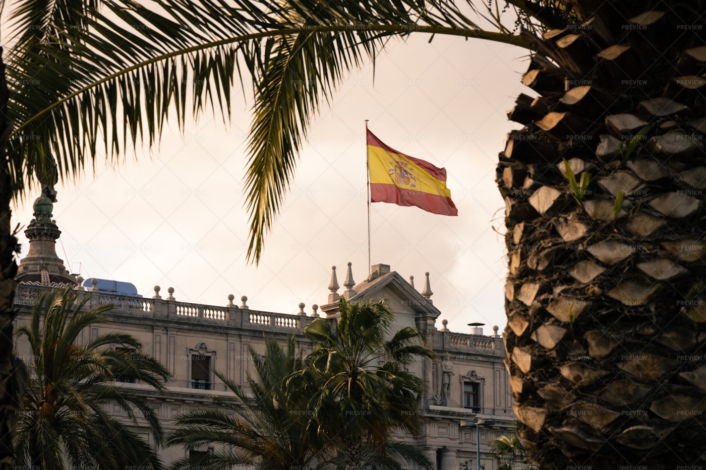 Spanish Flag In The Wind: Stock Photos