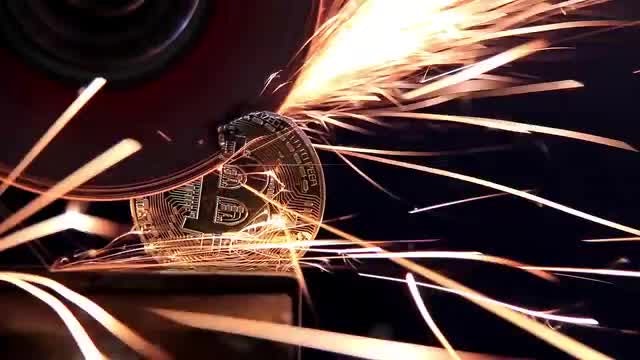 Grinding Bitcoin: Stock Video