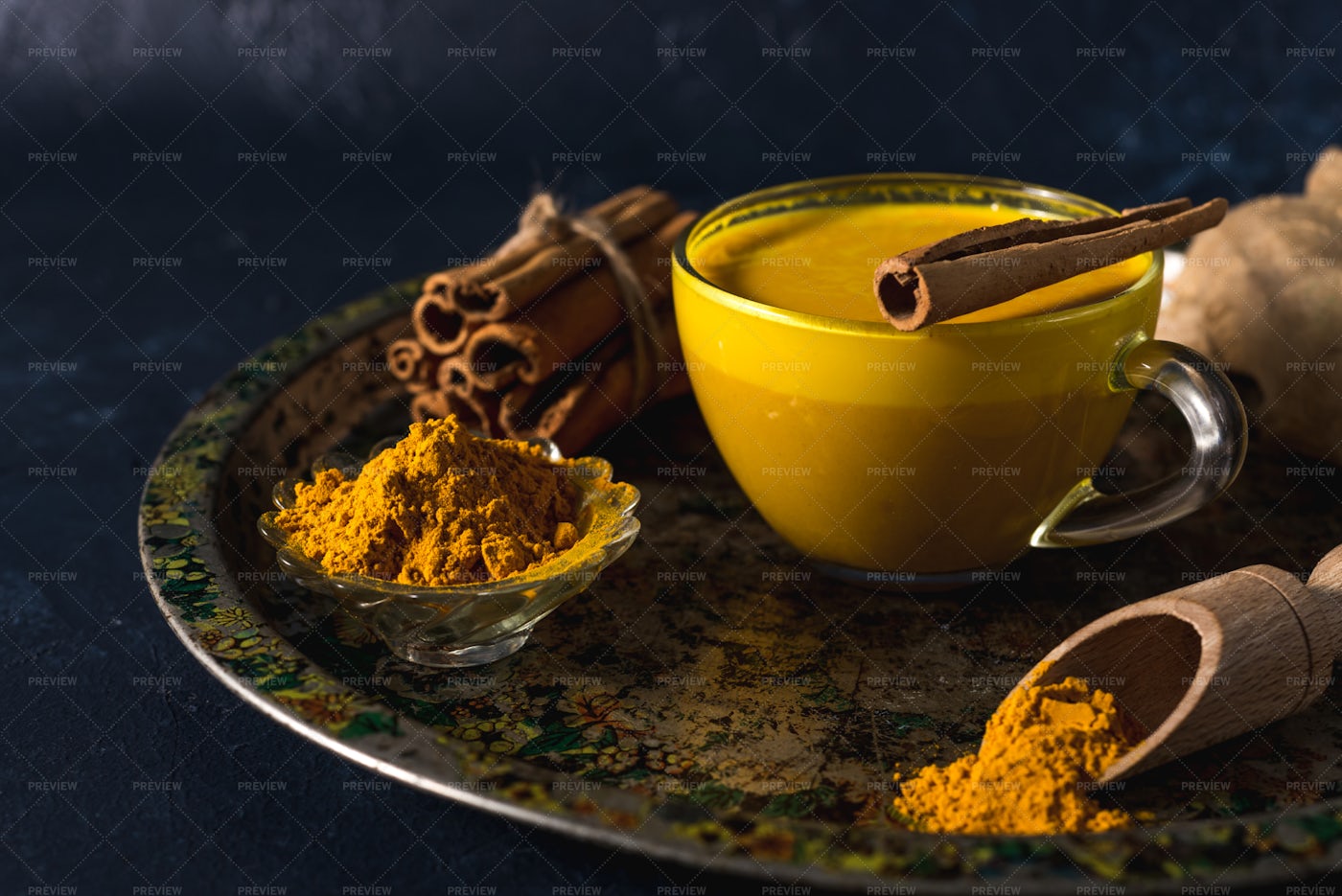 Cup Of Golden Turmeric Milk: Stock Photos