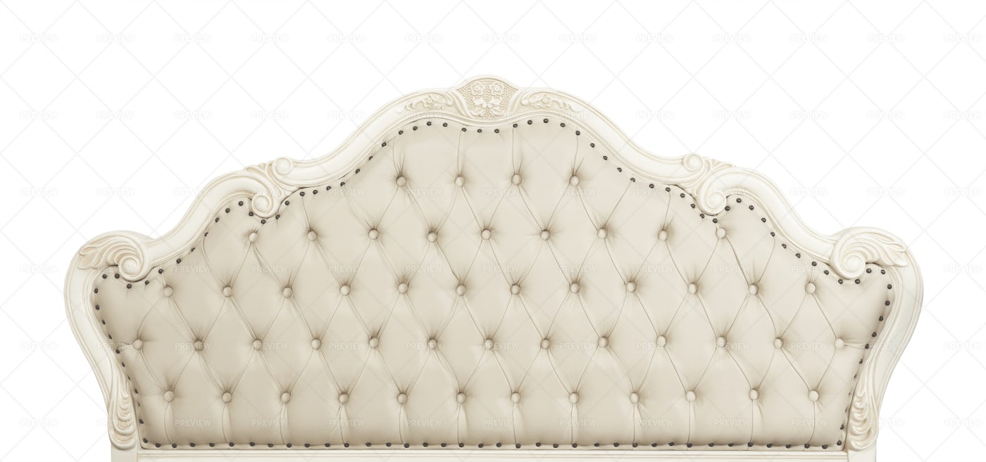 Beige Leather Bed Headboard: Stock Photos