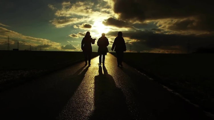 People Silhouette on Road: Stock Video