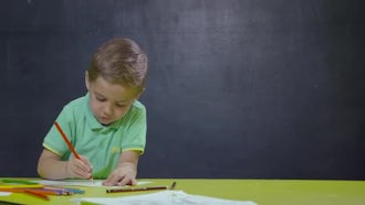 Little Boy Drawing: Stock Video