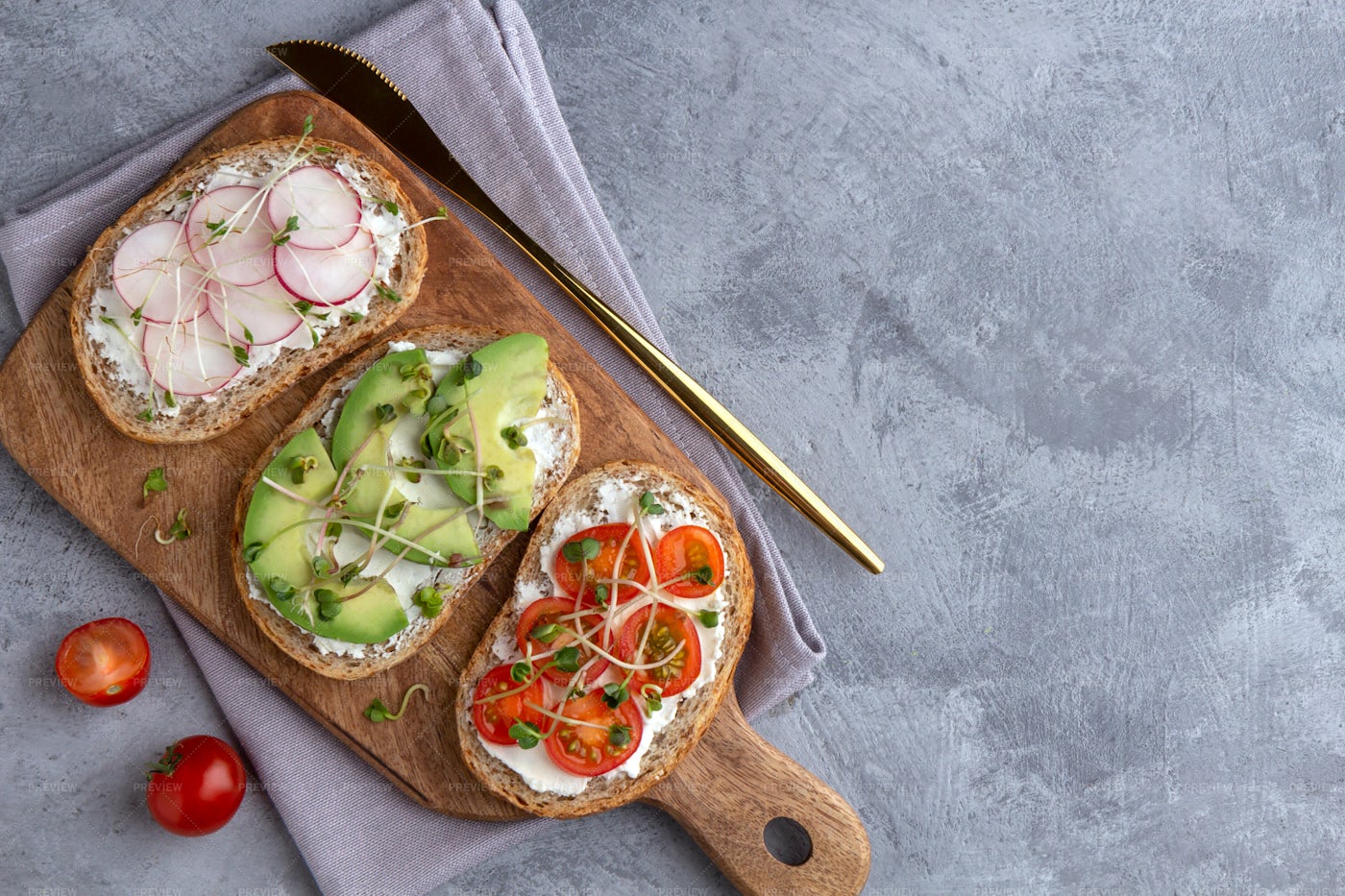 Cutting Board Of Sandwiches: Stock Photos