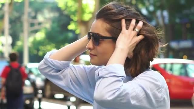 Portrait of Beautiful Young Girl In Sunglasses: Stock Video