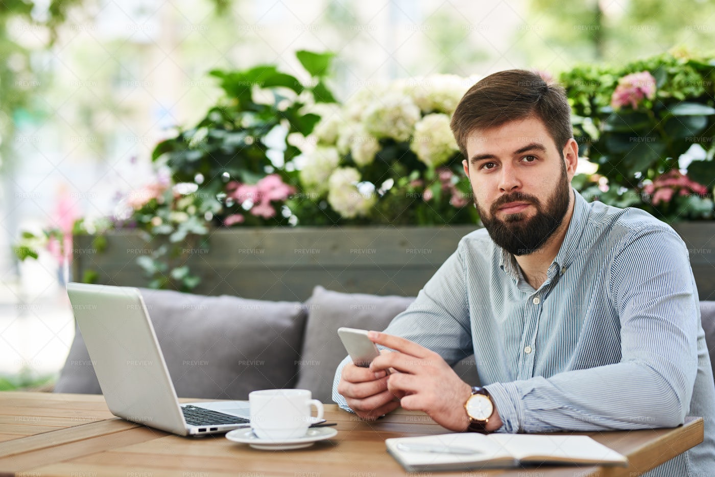 Successful Businessman Working In...: Stock Photos