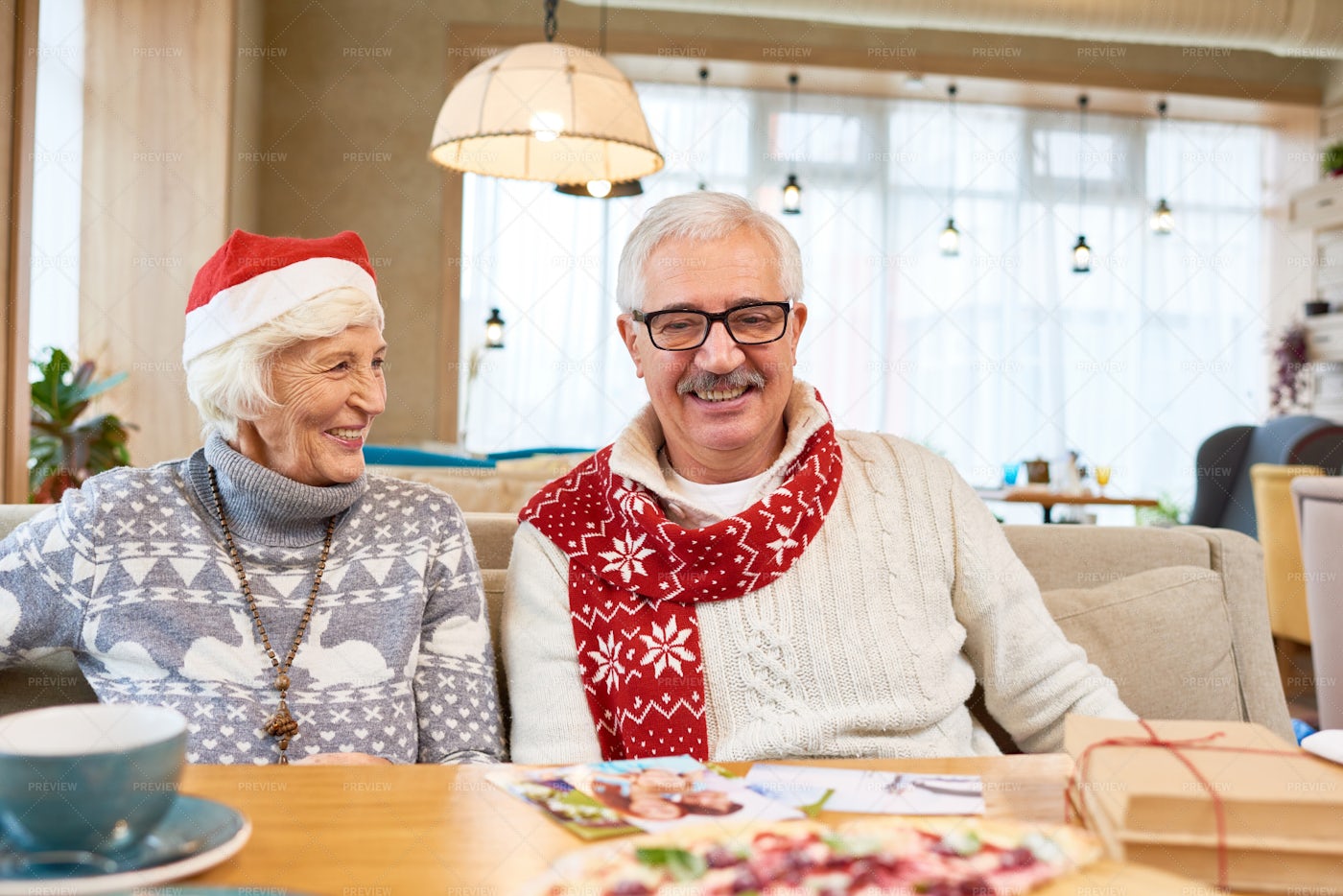 Happy Senior Couple Celebrating...: Stock Photos