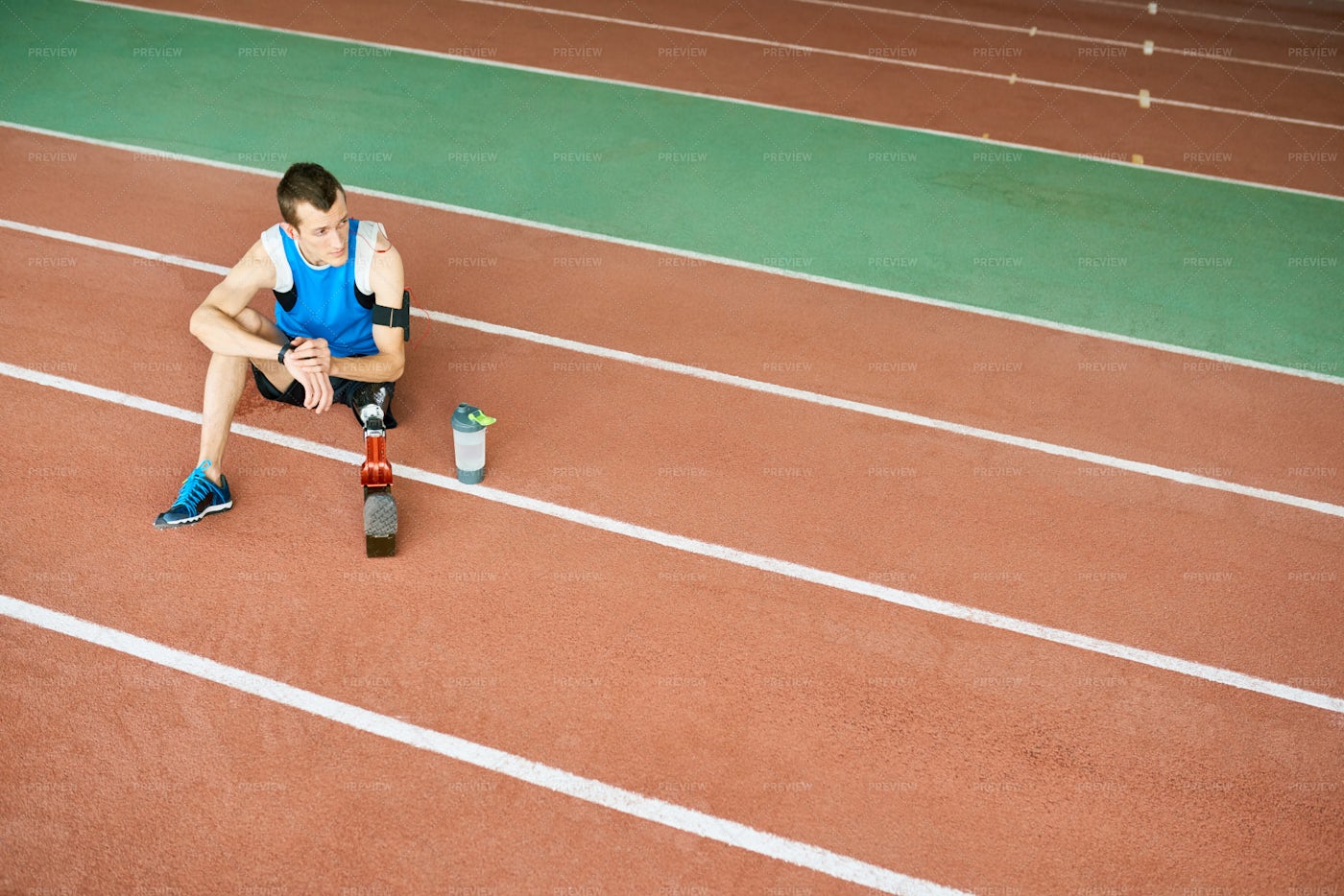 Handicapped Sportsman Resting On...: Stock Photos