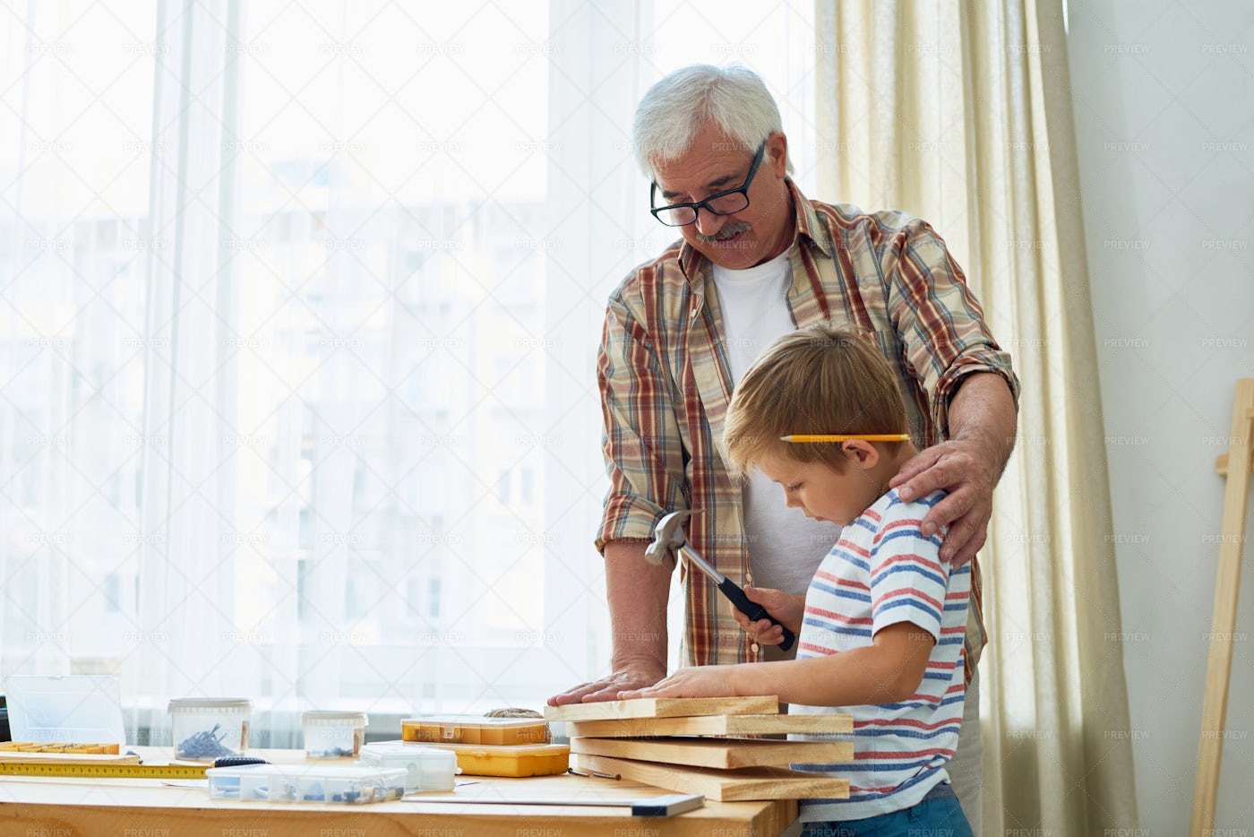 Loving Grandfather And Little Boy...: Stock Photos