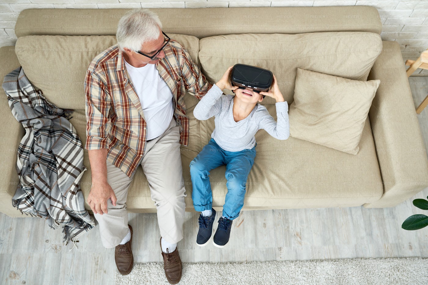 Boy Showing Modern Technologies To...: Stock Photos