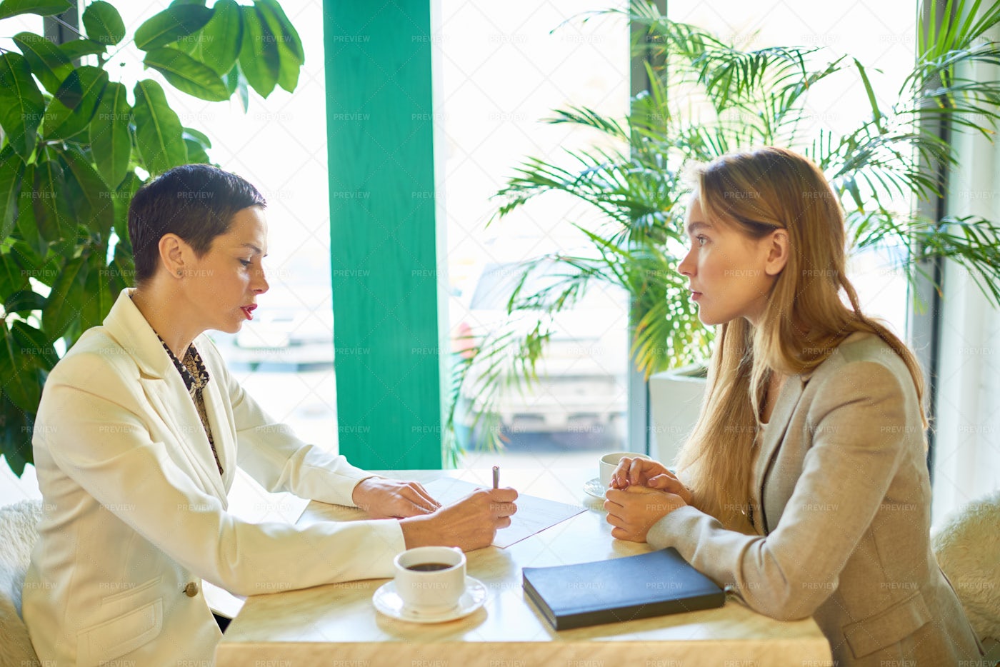 Job Interview Meeting In Cafe: Stock Photos
