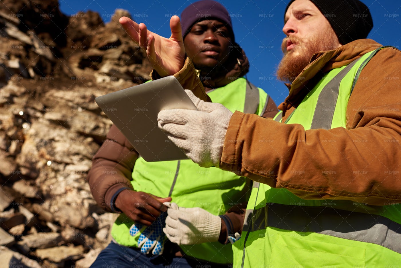 Gold Miners Inspecting Land: Stock Photos