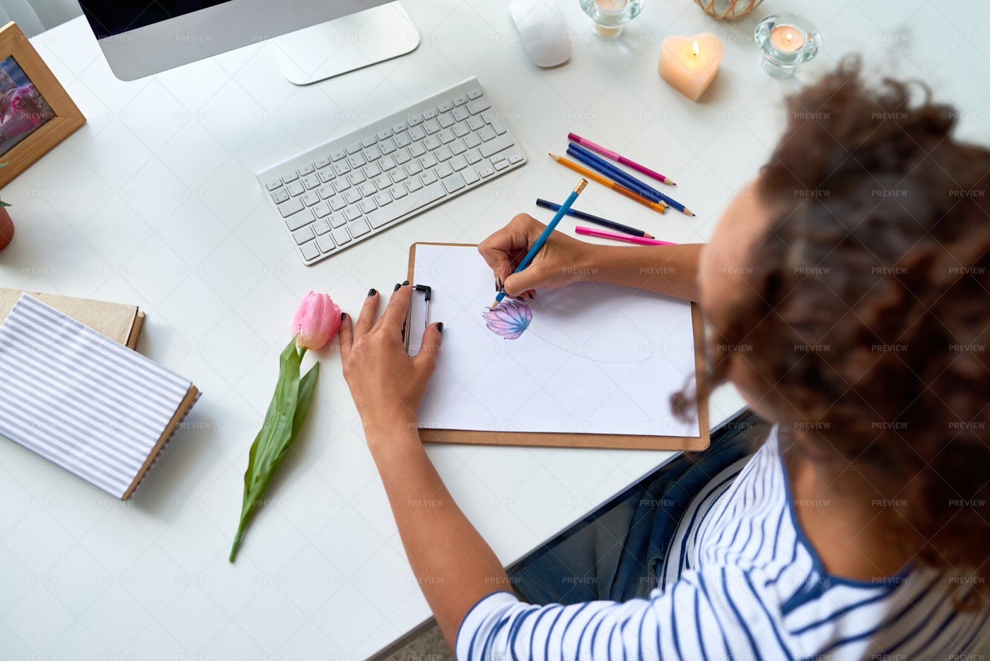 Creative Artist Drawing Sketch: Stock Photos
