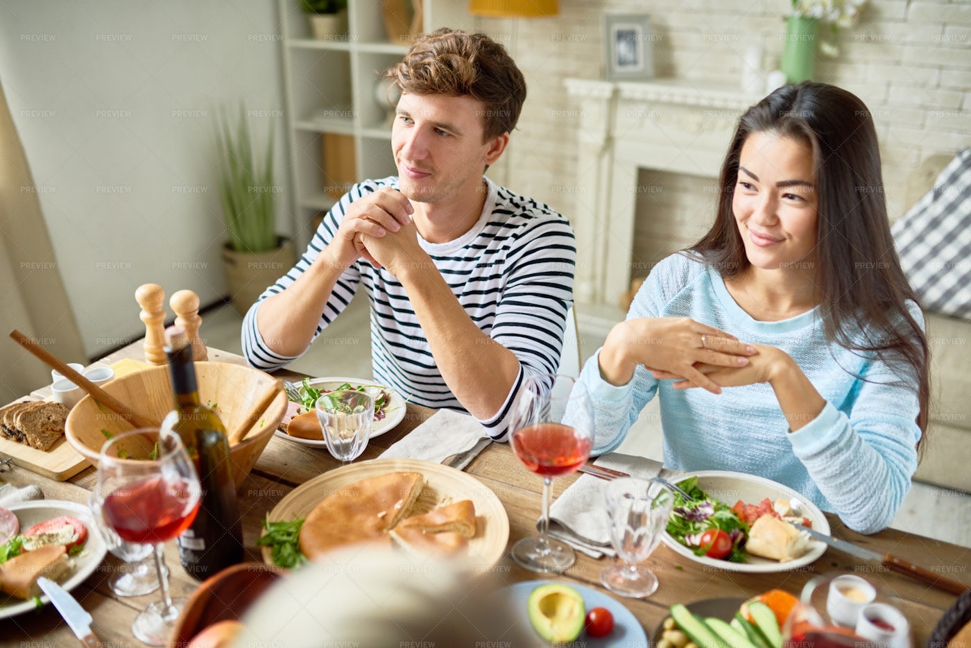 Young Couple At Dinner Table: Stock Photos