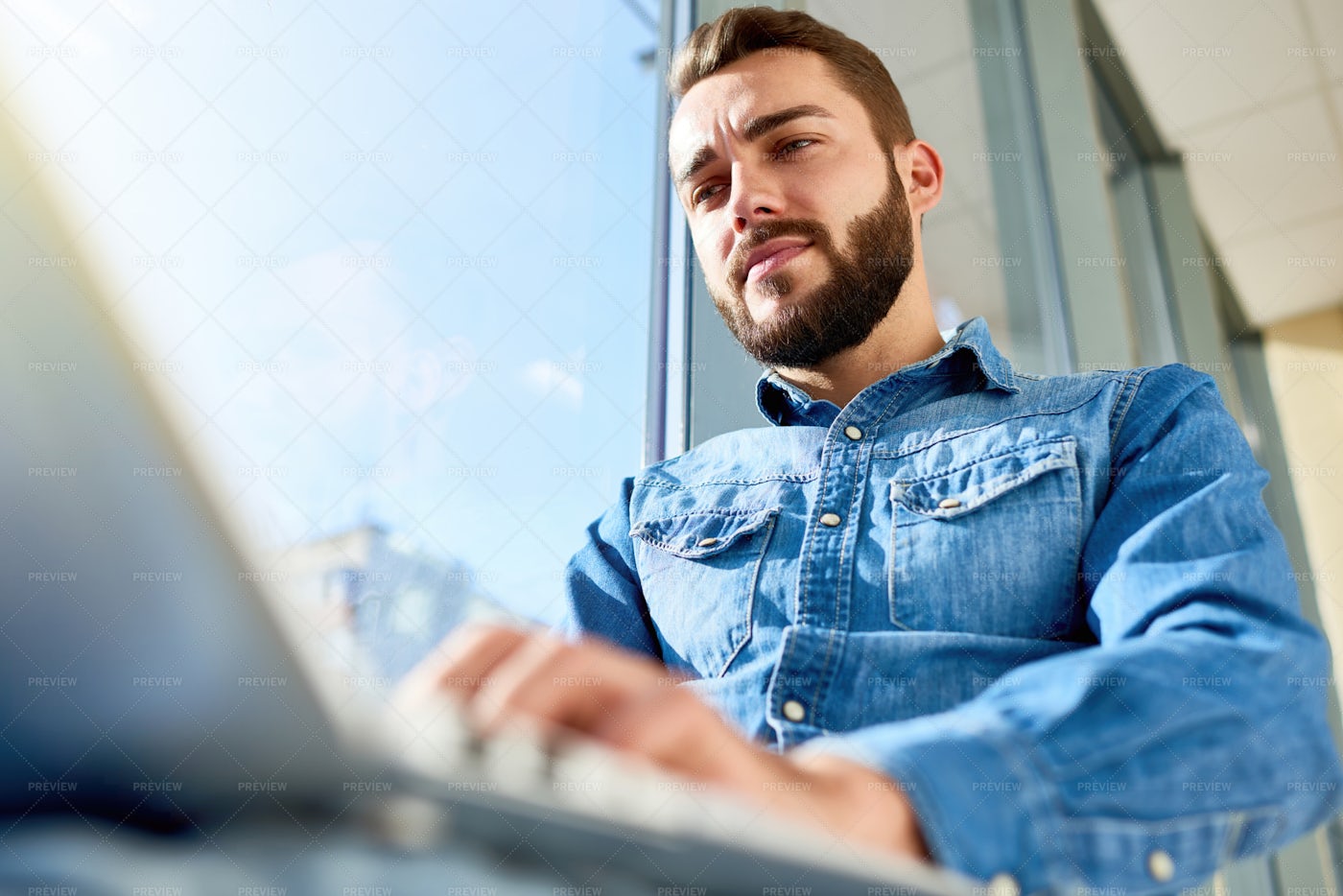 Business Student Using Laptop In...: Stock Photos