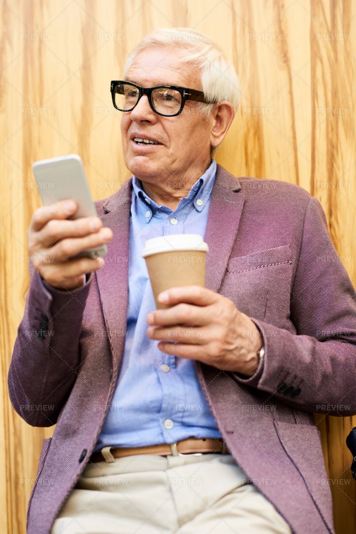 Trendy Senior Man Outdoors: Stock Photos