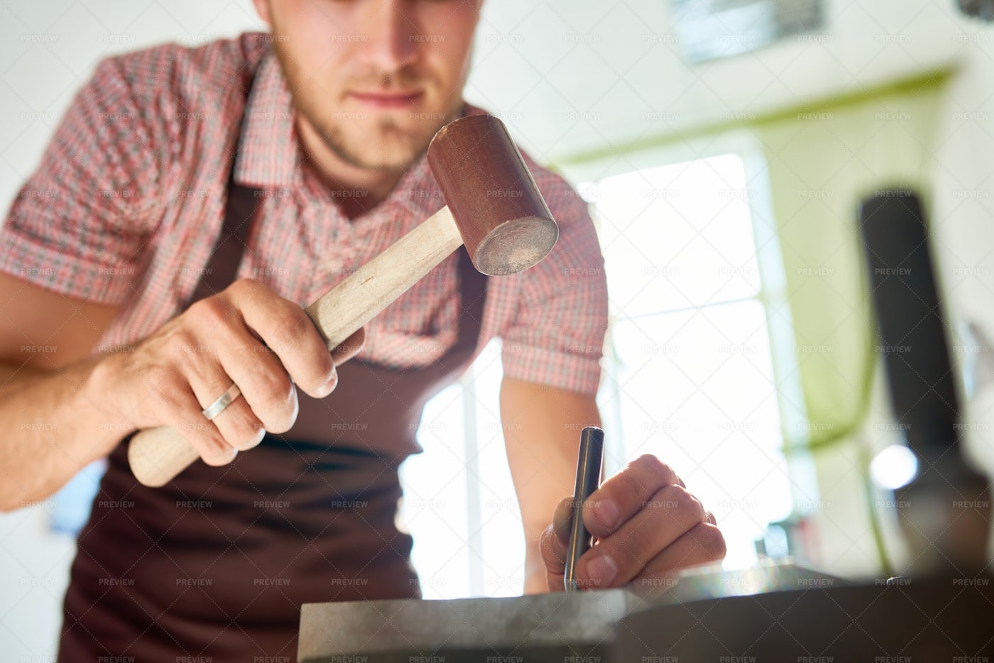 Metalwork In Studio: Stock Photos