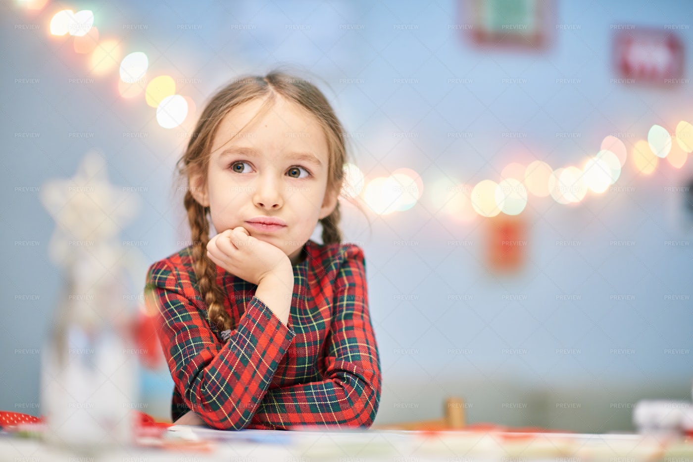 Portrait Of Thoughtful Little Girl: Stock Photos