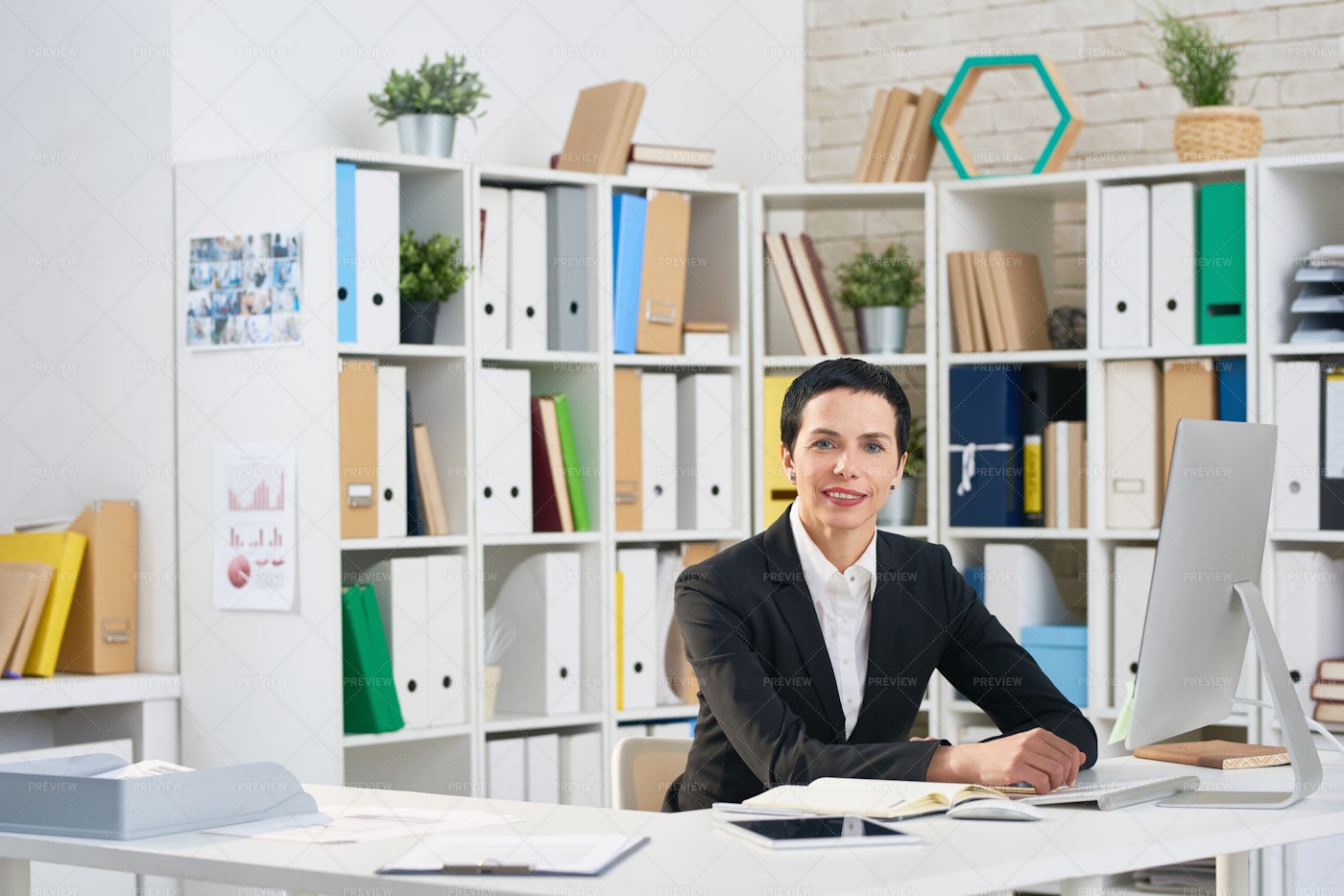 Portrait Of Pretty Middle-Aged...: Stock Photos