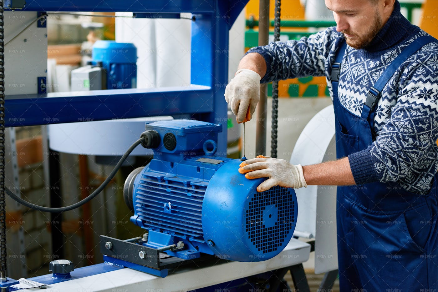 Repairman Fixing Machine Units At...: Stock Photos