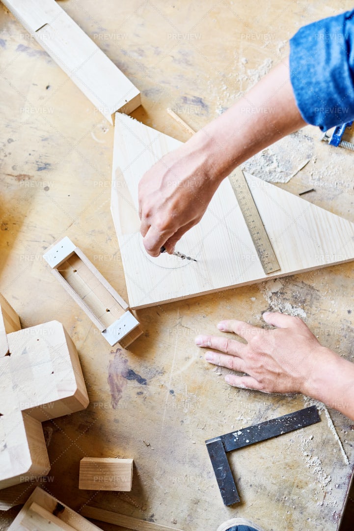 Carpenter Focused On Work: Stock Photos