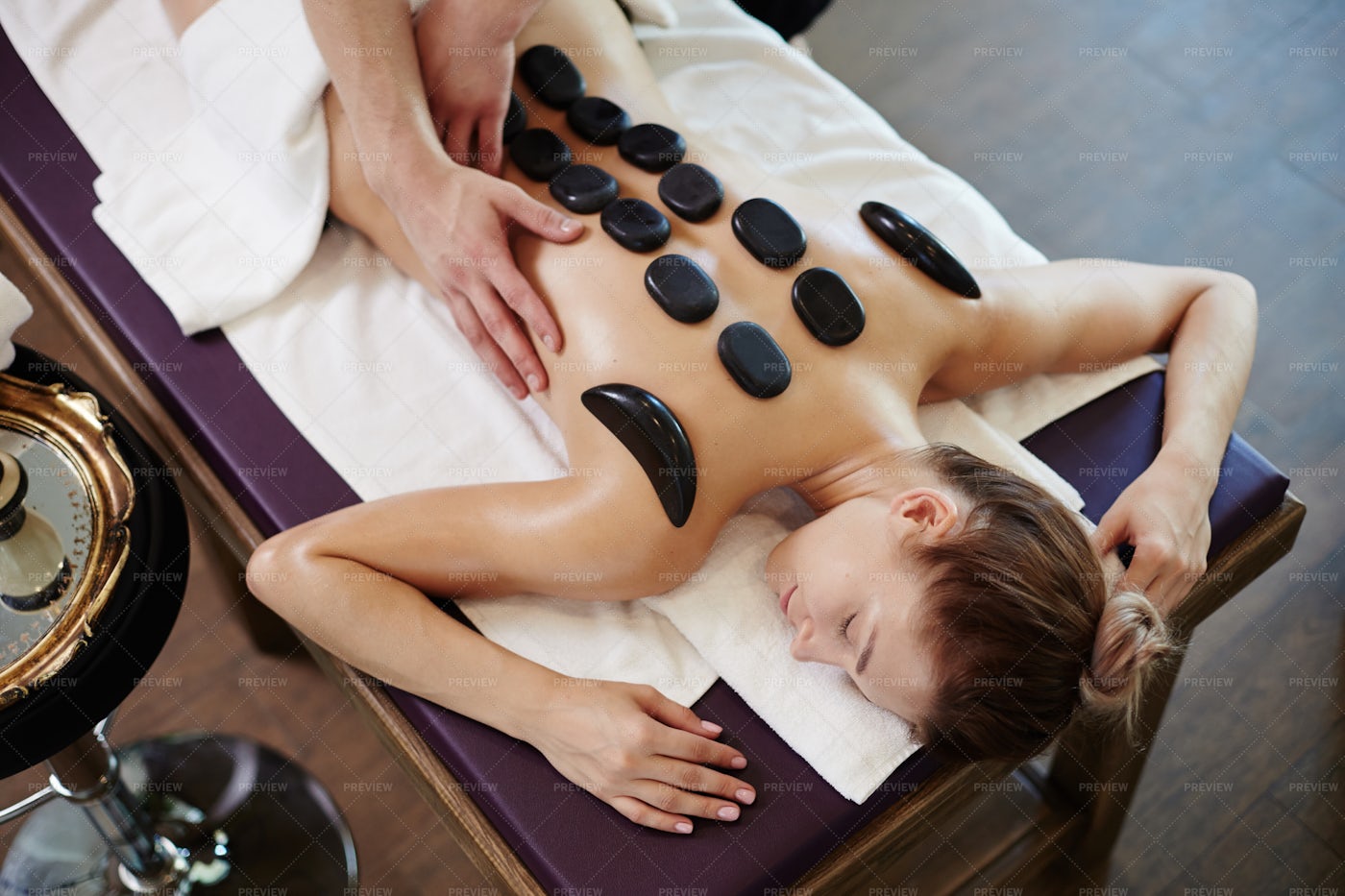 Relaxing Stone Therapy In Spa: Stock Photos