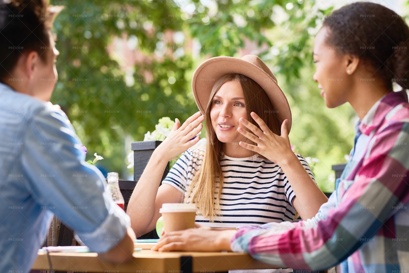 Young Friends At Lunch In Cafe: Stock Photos