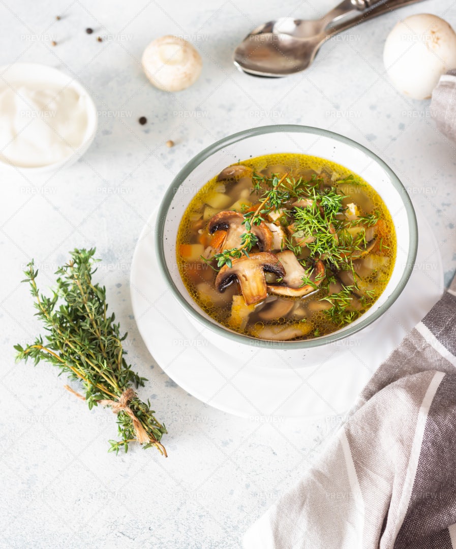 Soup With Mushroom And Barley: Stock Photos